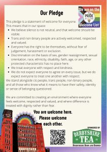 Pride in Belper Welcome List Pledge