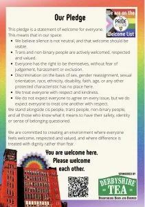 Pride in Belper Welcome List Pledge
