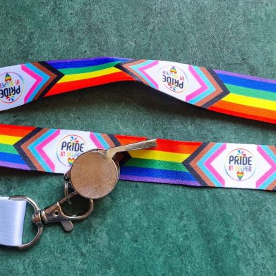 Pride in Belper lanyard with whistle